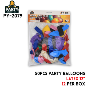 50pcs Party Balloons 12",2.2g/pcs,Latex,Asstd 10colord