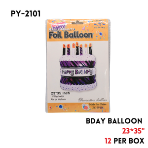 1pc Foil Balloon 23"x35", Birthday Cake Shape, hydrogen