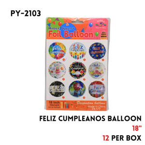 1pc Foil Balloon18"D,Happy Birthday in Spanish,hydrogen