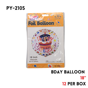 1PCRound Shape with Happy BirthdayFoil Balloon 18"D,hydrogen