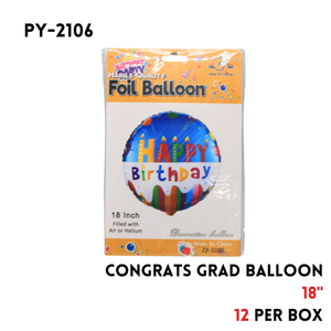 1pc Round Shape with Happy Birthday Foil Balloon 18"D,hydro