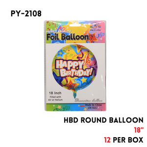 1pc Foil Balloon18"D Round Shape Happy Birthday,hydrogen