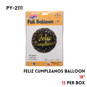1pc Round Happy Birthday in Spanish Foil Balloon 18"D,hydro