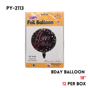 1pc Happy Birthday Round Shape Foil Balloon 18"D,hydrogen