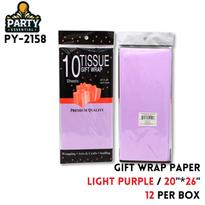 TISSUE WRAP 10 CT, light purple 20"x26",paper