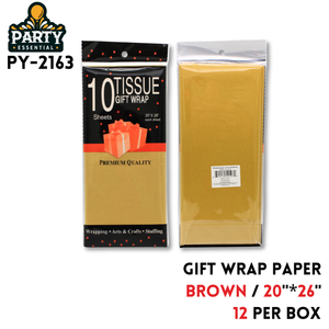 TISSUE WRAP 10 CT,
brown20"x26",paper