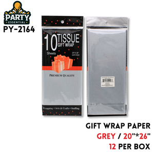 TISSUE WRAP 10 CT,
grey20"x26",paper