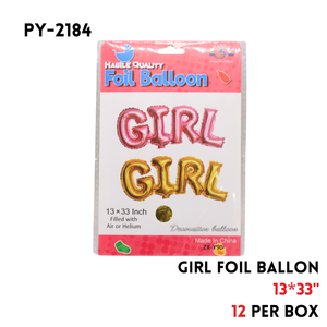 1pc GIRL Connection Letter Foil Balloon 13"x33"hydrogen