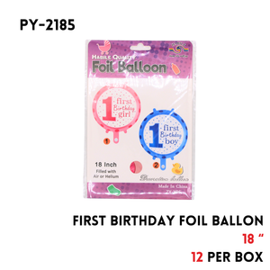 1PCRound Shape 1st Birthday Foil Balloon 18"D,hydrogen