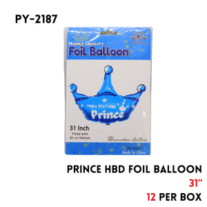 1PCBlue Prince CrownFoil Balloon 31"D,hydrogen