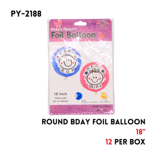 1PCRound Boy&Girl Baby Foil Balloon18"D,hydrogen
