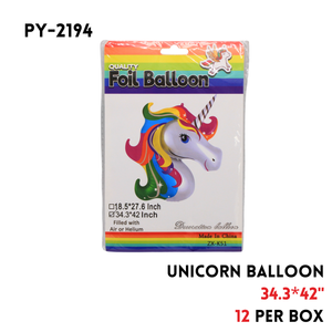 1PC Unicorn Foil Balloon 34"x43"hydrogen