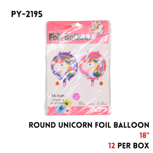 1PC Unicorn Round ShapeFoil Balloon 18"D,hydrogen