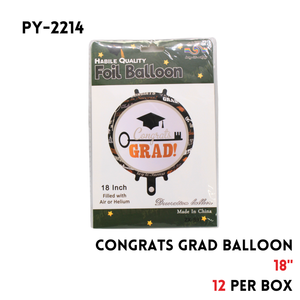 1PCRound Shape GraduationFoil Balloon 18"D,hydrogen