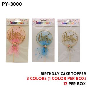 Birthday Cake Topper - Pink, Blue, Gold.