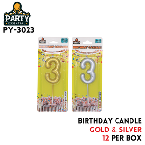 Gold&Silver Birthday Candle #3