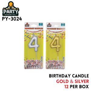Gold&Silver Birthday Candle #4