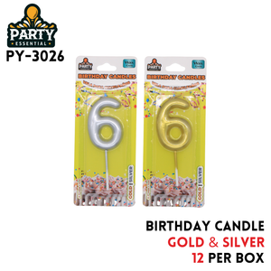 Gold&Silver Birthday Candle #6