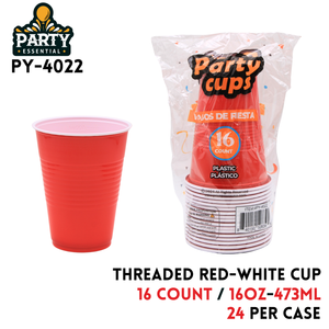 16pcs 16oz Threaded Red Cup, PP