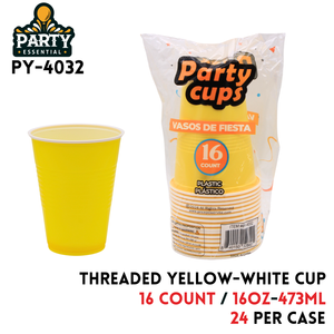16pcs 16oz Threaded Yellow Cup, PP