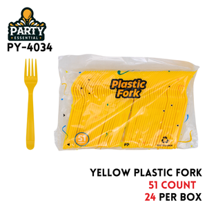 51pcs Forks, L7.11"xW0.99" Plastic, Yellow