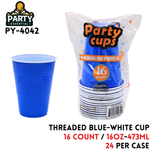 16pcs 16oz Threaded Blue Cup, PP