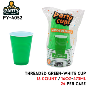 16pcs 16oz Threaded Green Cup, PP