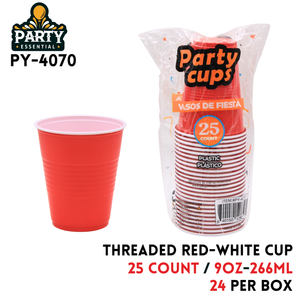 25pcs 9oz Threaded Red Cup