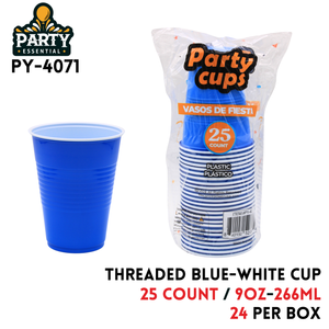 25pcs 9oz Threaded Blue Cup