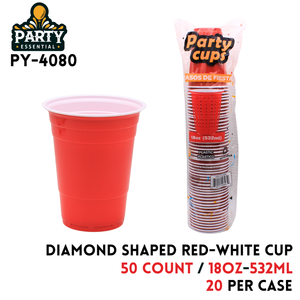 50pcs 18oz Diamond-Shaped Red Cup