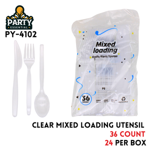 36pcs Plastic Transparent Knife Fork & Spoon
