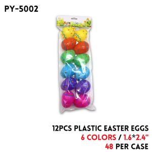 12PCS Plastic Easter Eggs,1.6"*2.4", 6 colors