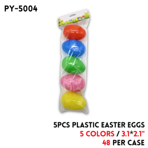 5PCS Plastic Easter Eggs,3.1"*2.1", 5 colors