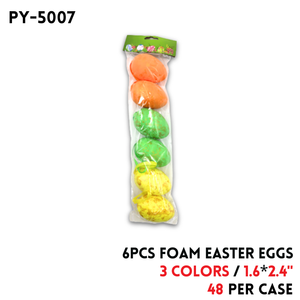 6PCS Foam Easter Eggs,1.6"*2.4", 3 colors