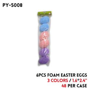 6PCS Foam Easter Eggs,1.6"*2.4", 3 colors