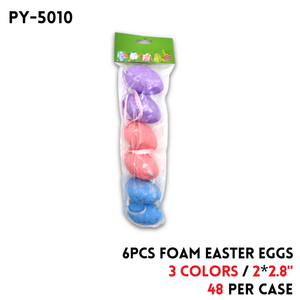 6PCS Foam Easter Eggs,2"*2.8", 3 colors
