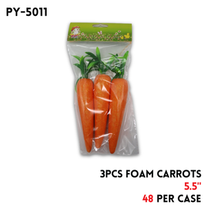 3PCS Foam Carrot, 5.5"