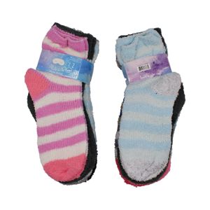 5PK LADIES COZY STRIPED CREW SOCKS 9-11 SIZE C/P 60