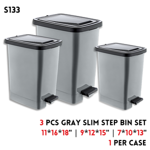 3pcs Slim Step Bin Set, 16"x11"x18";12"x9"x15";10"x7"x13"