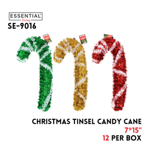 Christmas Tinsel Candy Cane, 7"x15", PET+PP