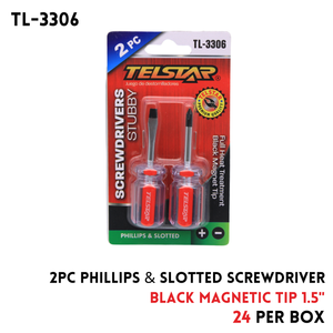 2pk Phillips & Slotted Stubby Screwdriver
