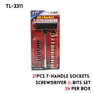 21pcs T-Handle Socket Screwdriver & Bits Set