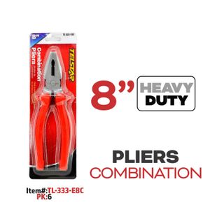 8" Heavy Duty Plier, Cast Iron, Red Dipped Handle