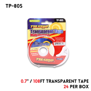 Stationary Transparent Tape 108 ft w/Dispenser