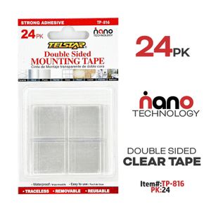 24pk Double Sided Clear Mointing Tape Squares, 24x25.4x25.4m
