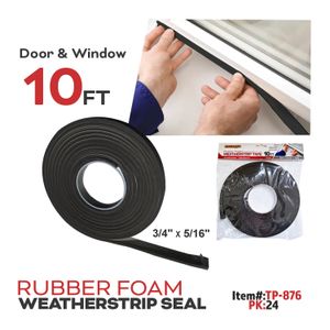 Rubber foam weatherstrip tape, size: 3/4"x5/16"x10ft.
