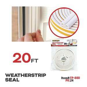 Weatherstrip Seal, size: 1/3"x1/4"x19.6ft