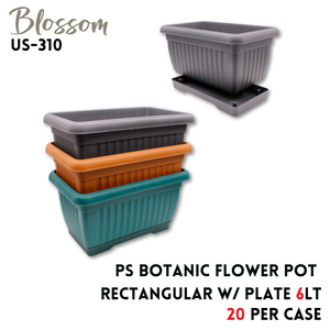 PS Botanic Flower Pot Rectangular w/Plate 6LT
