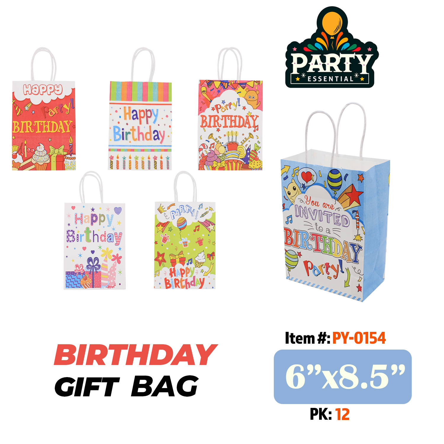 6"x8.5" X 3" Birthday Gift Bag