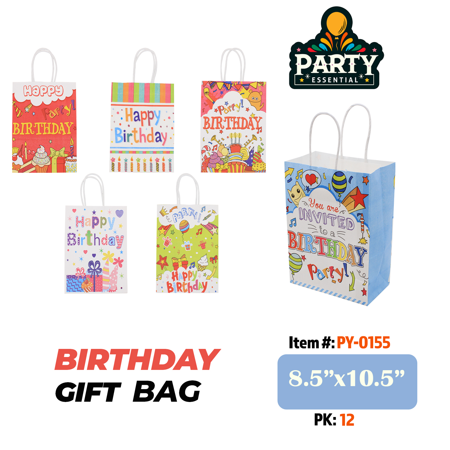 8.5"x10.5"X 4 Birthday Gift Bag
